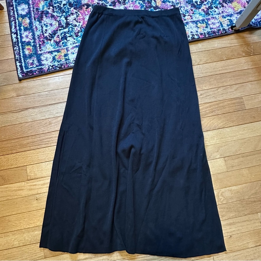 Ming Wang Acrylic Blend Knit Maxi Skirt Womens Medium Black Minimalist